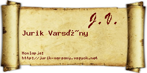 Jurik Varsány névjegykártya